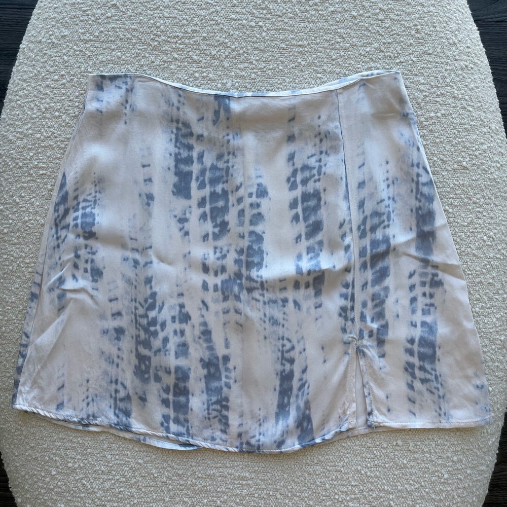 Blue blush tie dye satin skirt blue & cream
